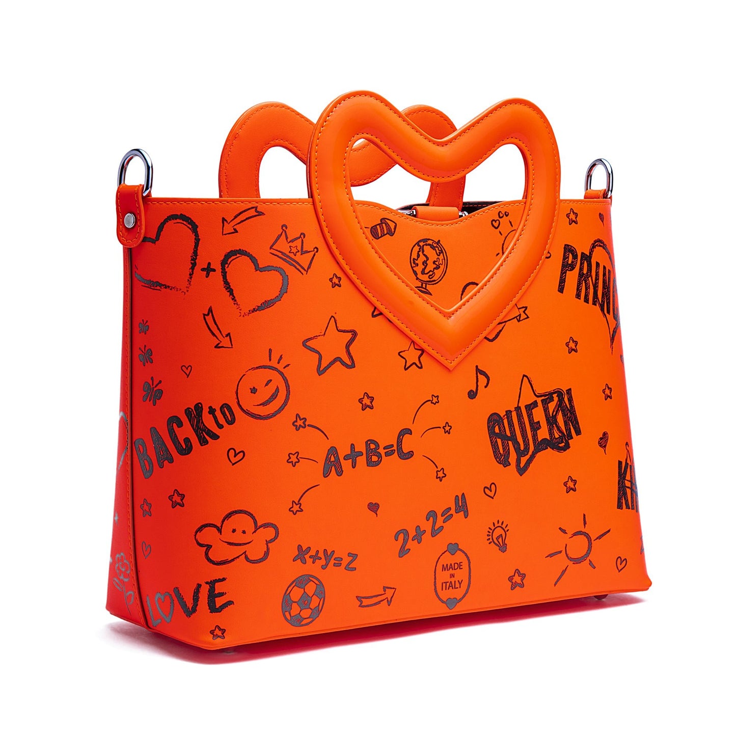 BLACKBOARD Borsa a tracolla o a mano REBB Love Orange, manico a cuore - REBB Store