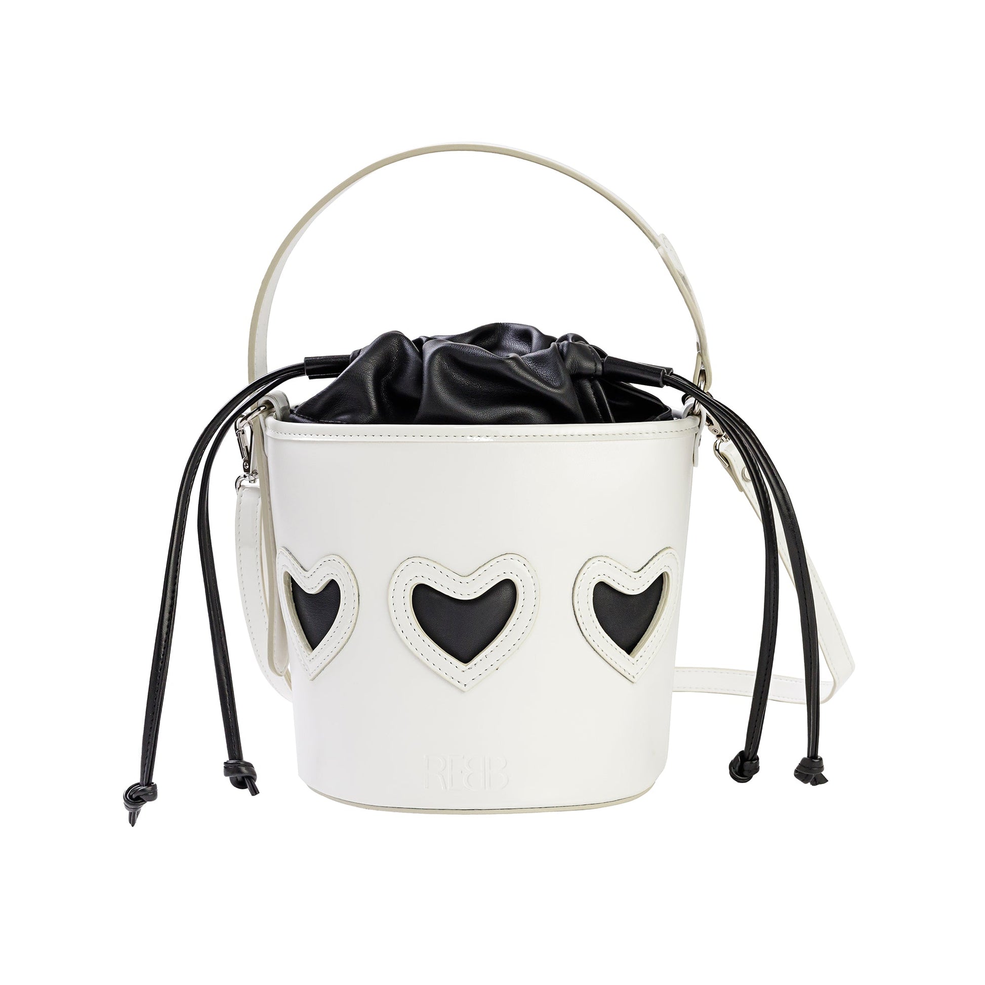 BORSA A SECCHIELLO REBB LOVE BIANCA CONTRASTO INTERNO NERO - REBB Store