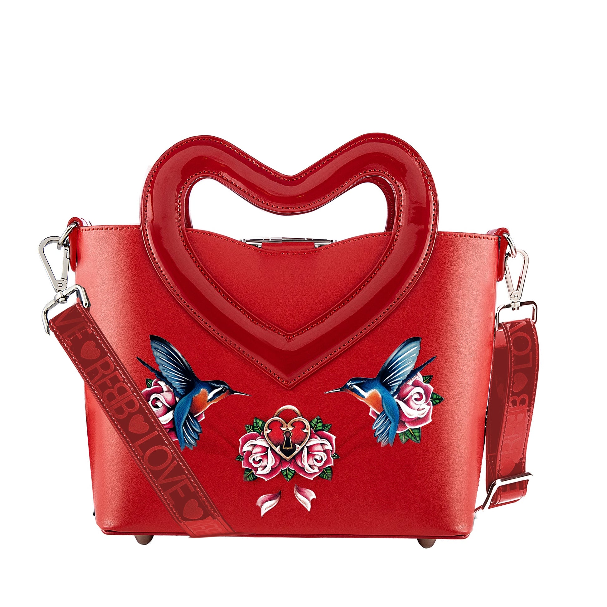 Borsa rossa piccola con stampa colibrì - REBB Store