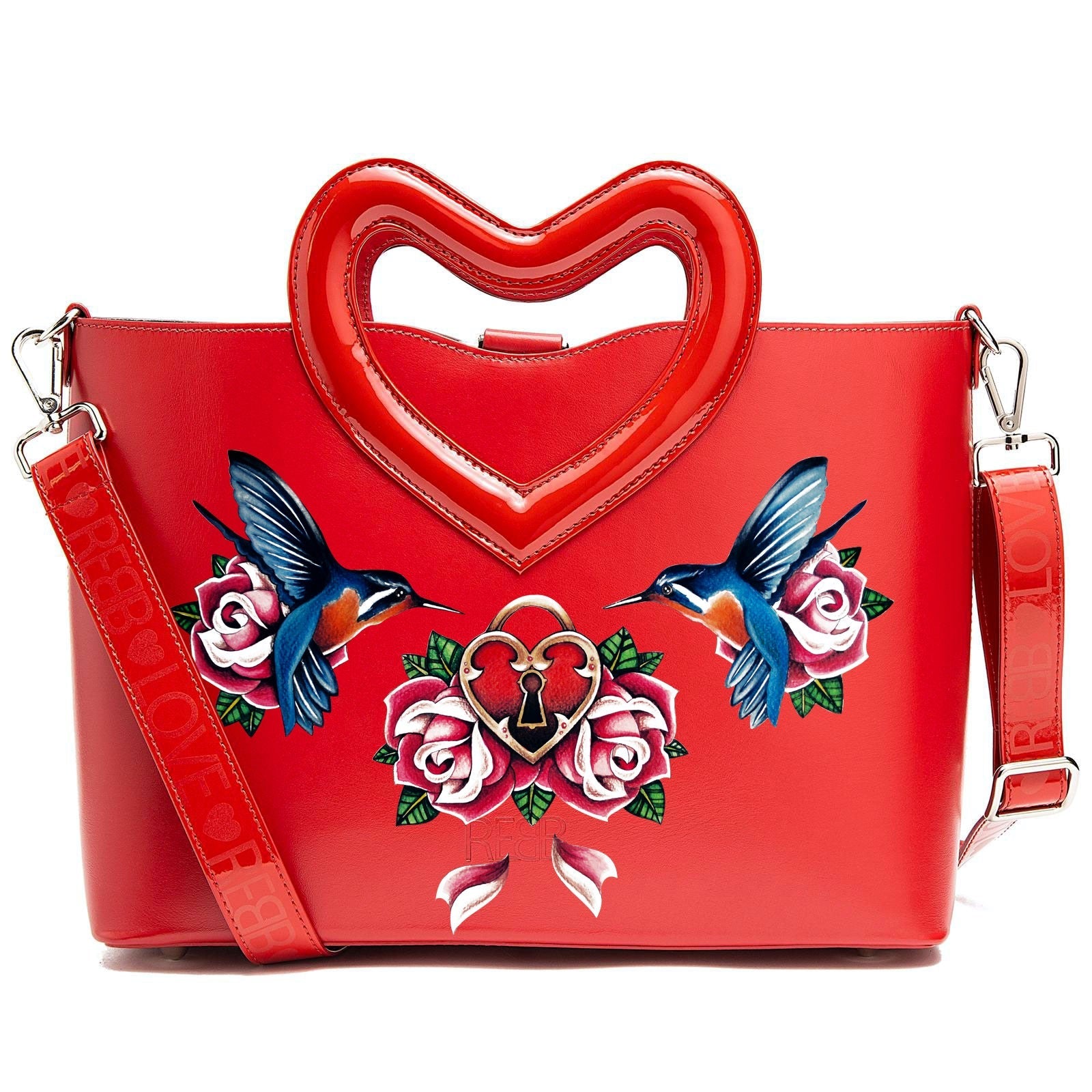 Borsa rossa stampa colibrì. - REBB Store