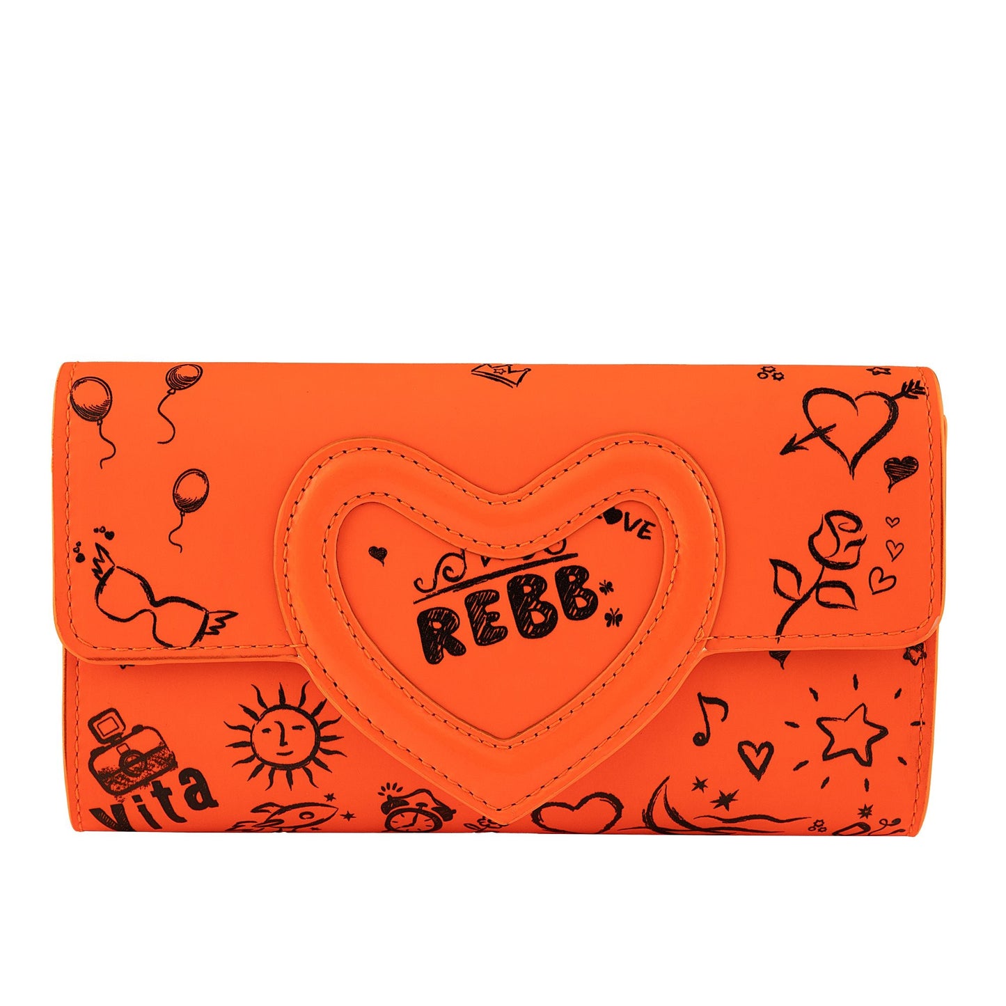 Love Blackboard Orange portafoglio, inserto a cuore. - REBB Store