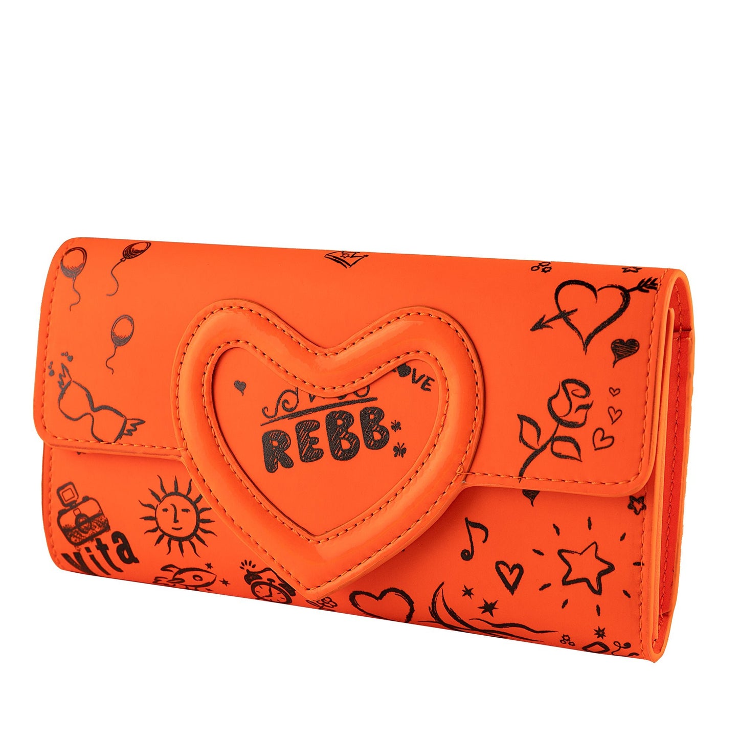 Love Blackboard Orange portafoglio, inserto a cuore. - REBB Store