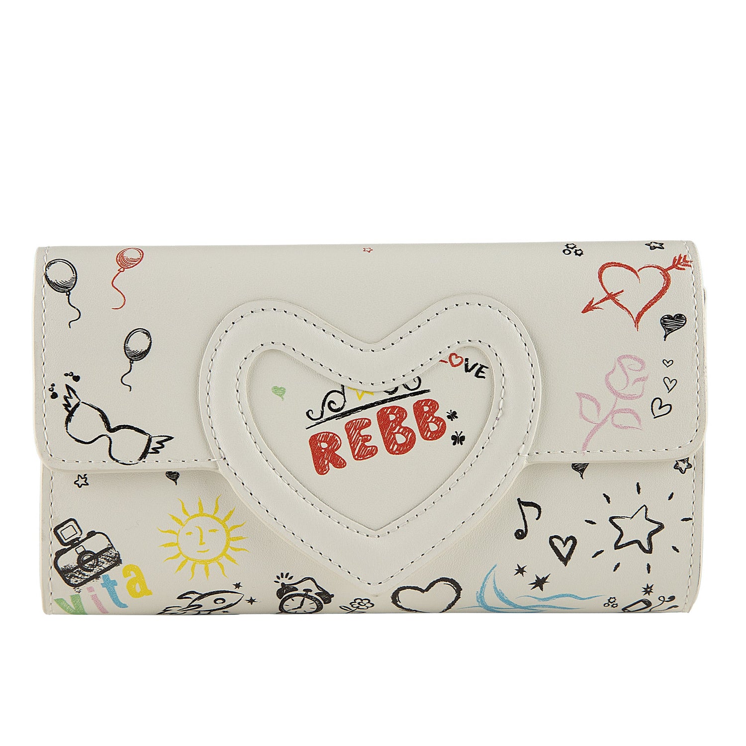 Love Blackboard, portafoglio bianco con inserto a cuore - REBB Store