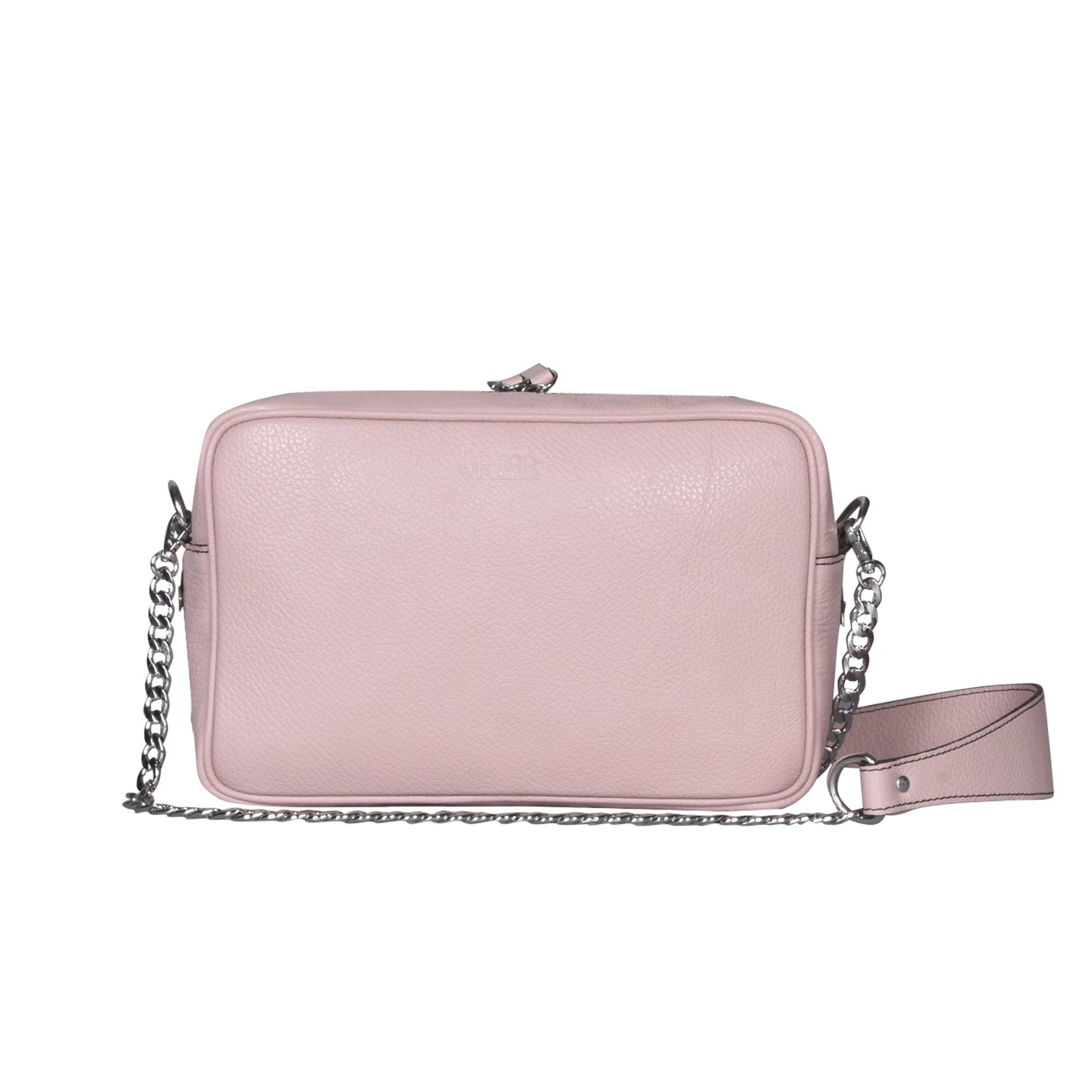 Maxi pochette TATTOO, a spalla, a tracolla o mano, in pelle liscia rosa con gufo ricamato - REBB Store