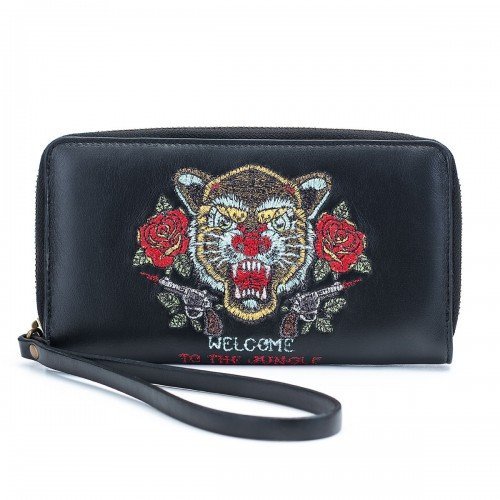 Portafogli Tattoo Tigre con Ricamo LUXURY - Colore Nero - Pelle Liscia - REBB Store