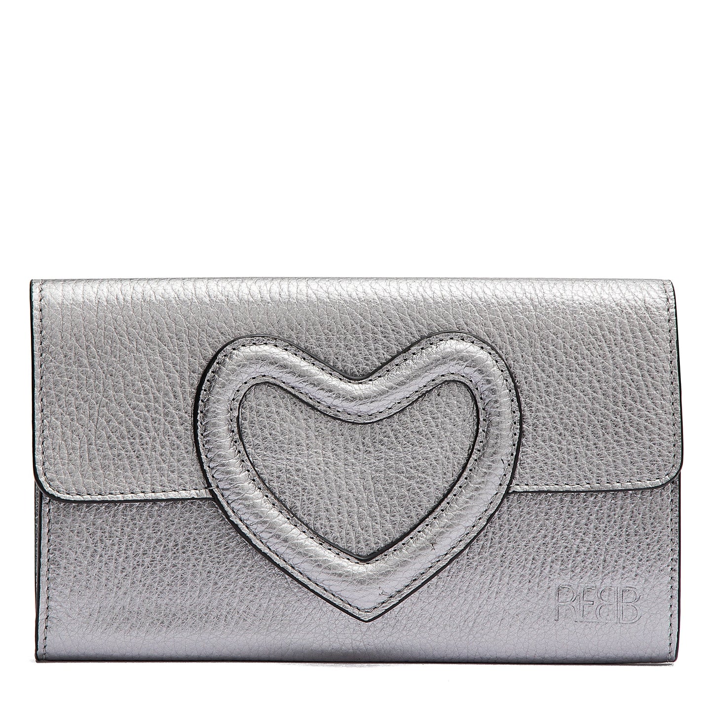 Portafoglio Love Metal in pelle grigia con inserto a cuore - REBB Store