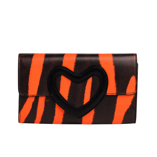 PORTAFOGLIO REBB LOVE ANIMALIER ARANCIO FLUO - REBB Store