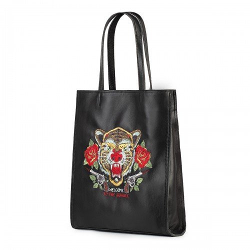 Shopper Tattoo Tigre - Colore Nero - Pelle Liscia - REBB Store