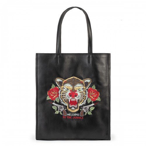 Shopper Tattoo Tigre - Colore Nero - Pelle Liscia - REBB Store