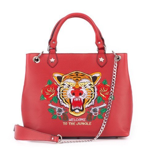 Shopper Tattoo Tigre - Colore Rosso - Pelle Fiore - REBB Store