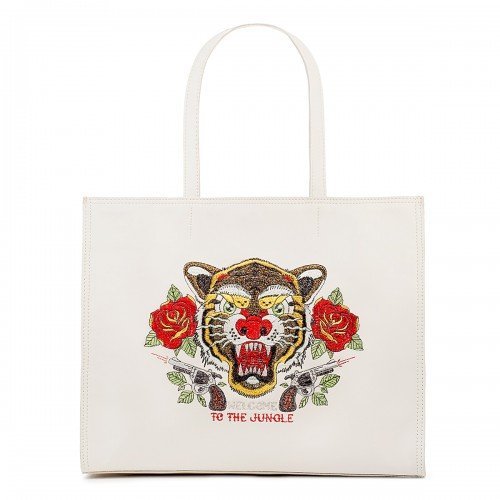 Shopping Tattoo Tigre - Colore Bianco - Pelle Liscia - REBB Store