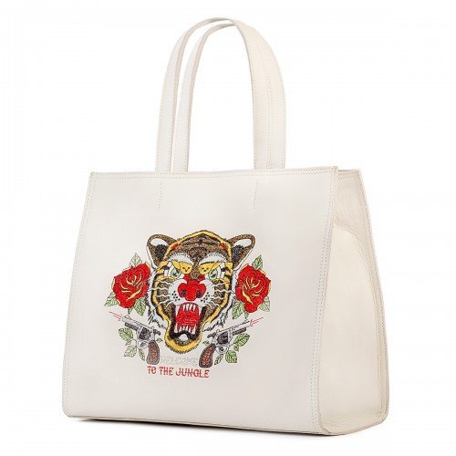 Shopping Tattoo Tigre - Colore Bianco - Pelle Liscia - REBB Store