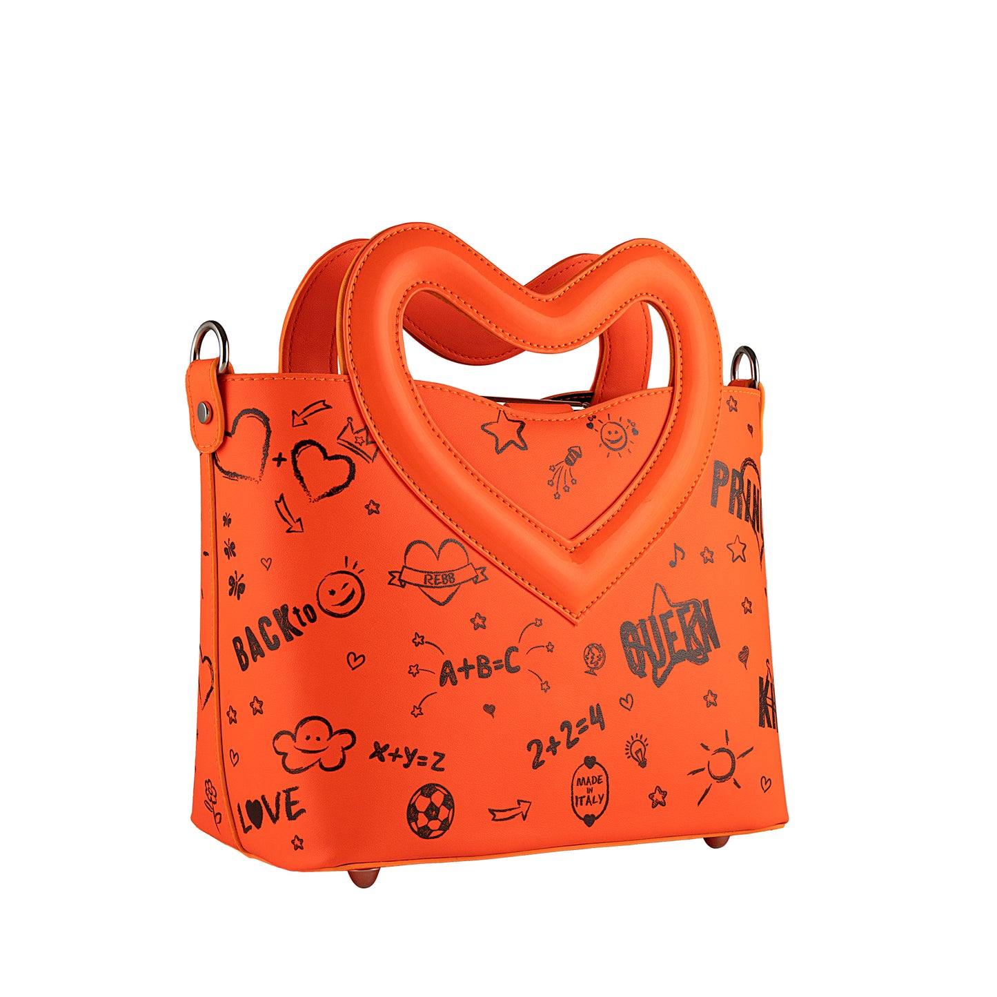 Love Blackboard Orange, mini borsa con manico a cuore